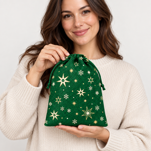Bolsa de Regalo Navideña de Yute con Cierre de Cordón para Promociones Navideñas, Empaque de Regalos, Impresión Personalizada, Venta al Por Mayor, Proveedor OEM ODM - Product Image 3
