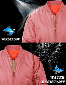 <b>Men</b>’s Essential Statement Bomber – Classic MA-1 Silhouette in <b>Soft</b> Pink with Premium Brass Hardware Softshell <b>Jacket</b> - Product Image 5