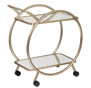 Gold Brass Hotel <b>Trolley</b> With 3 Shelves And 4 Swivel Casters Contemporary Design Durable Commercial Furniture - Product Image 4
