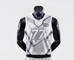 Ensemble de maillot de basket-ball blanc pour femme, imprimé géométrique, débardeur sans manches en maille et short, respirant et anti-humidité - Product Image 2