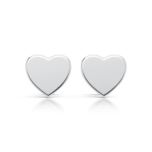 Pendientes con Forma de Corazón en Oro Blanco de 14K, Pieza de Joyería Fina para Hombre, con Diseño de Corazón Pulido - Product Image 1