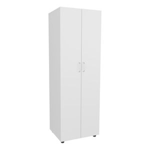 Armario Blanco Aurora de Dos Puertas con Dos Estantes Interiores y Barra para Colgar Ropa - Product Image 6