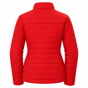 Chaqueta acolchada roja de alta calidad para mujer, con cuello alto, manga larga, cortavientos, con cierre, para invierno. - Product Image 4