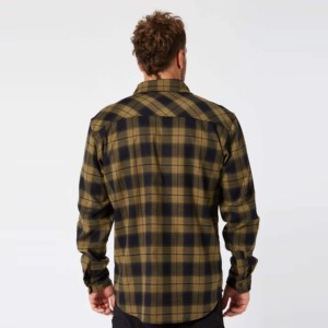 Chemises habillées tendance pour hommes en flanelle tricotée unie, 2 poches avant, 100 % coton, manches longues, coupe classique, boutonnées, style urbain - Product Image 2