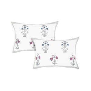 Ensemble de draps en coton imprimé à la main en Inde |   Couvre-lit indien floral de Jaipur avec housses de coussin, style bohème, pour lit Queen ou King, drap plat - Product Image 2