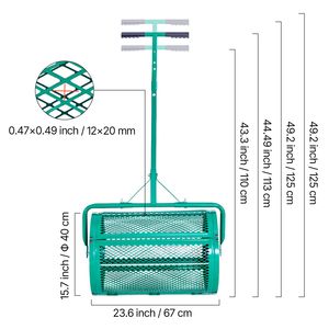 Épandeur de tourbe et de compost de jardin large de 24 pouces avec poignée de poussée/attelage, 4 hauteurs réglables, en acier thermolaqué, pour engrais - Product Image 5