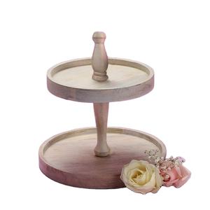 2-Tiered Wooden Cake Stand for Serving Desserts Charcuterie Kitchen <b>Counter</b> Food Organizer Placements Elegant Wood Cake Tools - Product Image 1