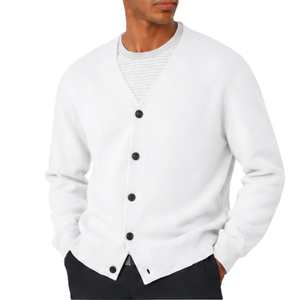 Suéter Cárdigan para Hombre, Corte Holgado, Ecológico, 100% Algodón, Cuello en V, Botones al Frente, Tejido Cálido y Suave, Estilo Casual, para Invierno, Talla XL - Product Image 4