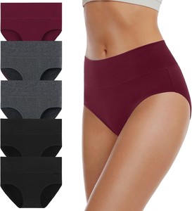 Culotte taille haute en tricot extensible (Spandex/Coton) à motif floral avec nœud décoratif, confortable, pour femme adulte, écologique - Product Image 1