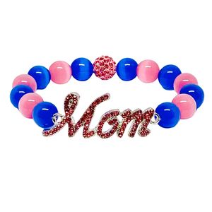 Bracelet extensible en perles de cristal rose pour maman, accessoire de mode élégant pour femme, cadeau quotidien - Product Image 1
