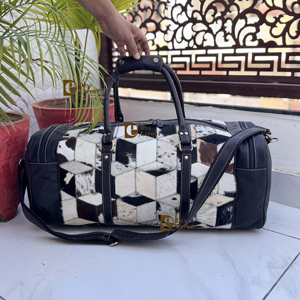 2026 New Design Cowhide Fur <b>Leather</b> Luggage <b>Bags</b> Unique Designer Handmade <b>Bag</b> Unisex Travel <b>Bag</b> Multi Uses Big Size Duffel <b>Bag</b> - Product Image 1