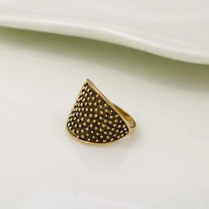 Gold Plated Brass Cocktail <b>Ring</b> With Ball Pattern Vintage Style Unisex Fashion <b>Statement</b> Jewelry Daily Wear - Product Image 6