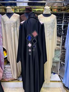 Abaya Modeste de Dubaï en Gros, Perlée et Pailletée, à Manches Longues, Traditionnelle Musulmane, Faite à la Main, pour Mariage, en Polyester Respirant, Col Rond pour Femme - Product Image 6