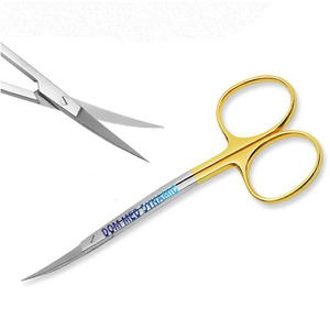 Ciseaux allemands TC La Grange Iris 4,5 à double courbure en acier inoxydable, instruments microchirurgicaux certifiés CE ISO, manuels - Product Image 1