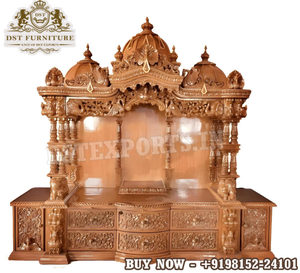 Buy Teak Wood Home Temple/<b>Mandir</b> Designer Door Temple with Natural Teak Wooden Polish Elegant Home Temple Designs - Product Image 5