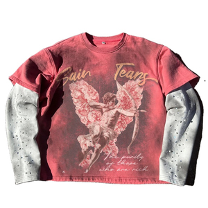 เสื้อยืดคอตตอนแขนยาวสองชั้นปักลายกราฟิกพิมพ์โลโก้ตามสั่ง สไตล์วินเทจ ลุคทำเก่า ซักนุ่ม สำหรับผู้ชาย ประดับด้วยคริสตัล - Product Image 2