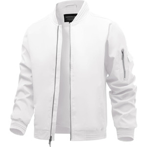 Blouson Bomber Homme à Fermeture Éclair, Col Montant, Coupe-Vent, Vêtement d'Extérieur Décontracté, Couleur Unie, Matière Polyester, Automne - Product Image 2