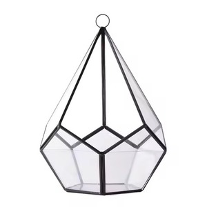 Elegant Geometric Metal Terrarium Glass Plant Holder Indoor Garden <b>Display</b> <b>Case</b> Home Interior Decoration Accent - Product Image 2
