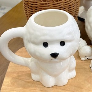 Large Capacity Household Office Coffee Cup Birthday Gift Water Cup Cute Cartoon <b>Dog</b>-Shaped White <b>Ceramic</b> Mug - Product Image 1
