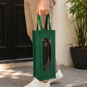 Sac cadeau en jute teint laminé avec logo personnalisé et fenêtre transparente en PVC 13x36x13 cm Vente en gros OEM ODM Exportateur de marques privées - Product Image 6