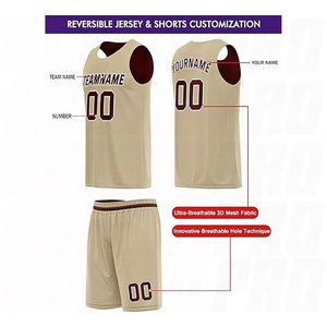 Uniforme de Baloncesto en Color Marrón y Beige, Material de Poliéster Antibacteriano, Conjunto de Camiseta y Pantalones Cortos Sublimados - Product Image 2