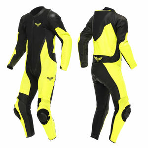 Combinaison de course en cuir Moto GP noire et jaune personnalisée, équipement de protection professionnel pour la moto, pour la course sur circuit - Product Image 2