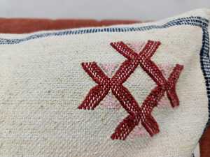 Hand-Embroidered Tribal Geometric Pattern Decorative <b>Cushion</b> <b>Cover</b> with Tassels - Product Image 2