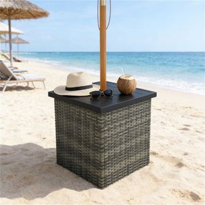 Mixed Gray <b>Square</b> Outdoor <b>Side</b> <b>Table</b> <b>Square</b> Coffee <b>Table</b> Patio Umbrellas & Bases - Product Image 1