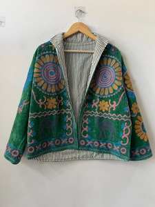 เสื้อแจ็คเก็ตผ้าวูลผสมคอตตอนสำหรับผู้หญิงไซส์ใหญ่ แขนยาว คอทรงโอ ปักลายสไตล์โบฮีเมียนซูซานี เป็นมิตรต่อสิ่งแวดล้อม เหมาะสำหรับใส่ลำลองในฤดูหนาว - Product Image 5