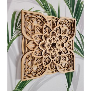 Décoration murale traditionnelle en mandala rond en bois de manguier blanc artisanal - Sculpté à la main 40x40 cm Vente en gros par Aqudus Saleem - Product Image 2