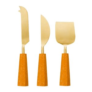 Gold Stainless Steel Luxury <b>Cheese</b> <b>Set</b> Royal Handmade Bright Yellow Resin Handle Dishwasher Safe for Home Restaurants Hotels Use - Product Image 1