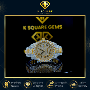 Montre de luxe analogique automatique en acier inoxydable de qualité supérieure, avec verre saphir, résistante à l'eau VVS, et sertie de moissanite – Vente en gros - Product Image 2