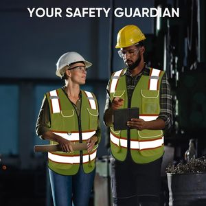 High Visibility Reflective Safety Vests for Men Women Vest with Pockets Mesh Fabric <b>Construction</b> Safety Apparel Neon <b>Work</b> Vest - Product Image 5