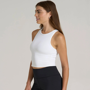 Women's Hip Hop Racerback Tank <b>Top</b> with Ribbons-Soft Ribbed Breathable Fabric for Running Workout Gym - Product Image 2