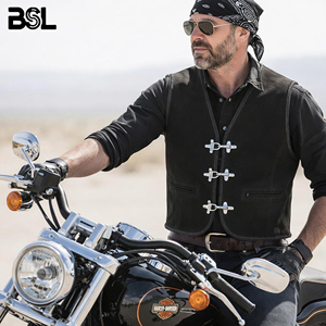 Gilet de motard en cuir suédé noir pour homme |   Gilet de moto en cuir véritable fait main pour motards |   Harley Davidson - Product Image 5