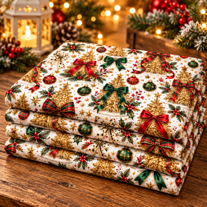 Tela de Microfibra Ecológica de Peso Medio con Patrón de Renos Navideños, Roja y Verde, Material de Costura para las Fiestas - Product Image 1