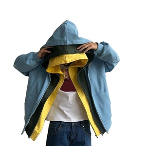 Sweat à capuche pour homme en coton respirant, triple couche, fermeture éclair, design personnalisé, 3 couches, style streetwear oversize - Product Image 1