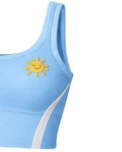 Manufacturer Custom Women Sky <b>Blue</b> Crop Top And Mini Skirt Set Scoop Neck Sleeveless High Waist Bodycon Two Piece Summer Outfit - Product Image 4