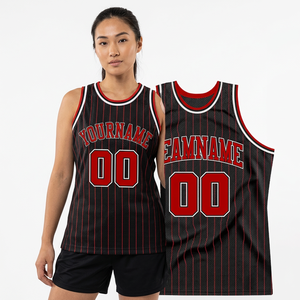 เสื้อบาสเก็ตบอลแบบกลับด้านได้ ผ้าตาข่ายโพลีเอสเตอร์ 100% พิมพ์ลายแบบระเหิด ระบายอากาศได้ดี เสื้อกล้ามสำหรับผู้ใหญ่ แบบยูนิเซ็กซ์ ลายทาง - Product Image 5