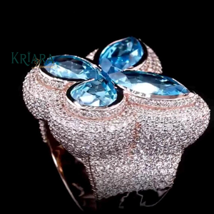 Bague Cocktail Papillon en Moissanite, Sertie Pavé, Argent 925, Bijou de Luxe pour Femme, Idéal Soirée - Product Image 5