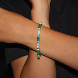 Pencil Hexagon <b>Bracelet</b> Emerald Moon Natural Stone <b>Beaded</b> <b>Bracelet</b> Dainty Minimalist Women Fashion Jewelry - Product Image 6