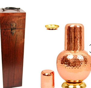 Ensemble de bouteilles d'eau en cuivre pur 100% faites à la main, capacité de 2L pour le sport - Comprend une boîte en cuivre, ensemble cadeau parfait - Product Image 6