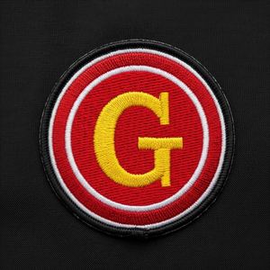 Parche bordado a máquina de insignia masónica termoadhesiva, emblema circular rojo, amarillo y blanco con letra G para chaleco, sombrero, chaqueta y uniforme. - Product Image 1