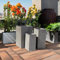 Ensemble de 3 jardinières classiques durables en fibre de béton, hautes et coniques, pour la maison, le jardin, l'entrée, l'affichage d'arbres d'intérieur