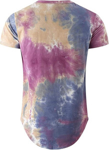 Trendy Solid Color Tie Dye Men's Shirts Heavyweight 100% Cotton Blend And Crewneck Short Sleeve Casual Top Bulk Supply USA - Product Image 3