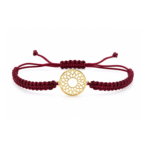 Pulsera de Macramé con Cuentas de Oro de 14K, Diseño de Cordón Tejido Ajustable con Dije Floral de Rayos de Sol, Bañada en Rodio, Estilo Lindo, Unisex para Uso Diario - Product Image 3