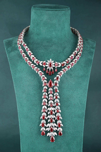 Conjunto de Collar y Pendientes de Rubí en Forma de Pera, Joyería de Moda con Piedra Roja Delicada de Lujo, Regalo de Boda para Mujer - Product Image 3