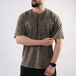<b>Men</b> Vintage Acid Wash Oversized Crewneck Breathable 100% Cotton Eco-Friendly Streetwear T-<b>Shirt</b> for Teenagers - Product Image 1