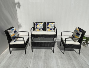 4P00016 Sofá de exterior moderno de ratán marrón de una plaza con cojines color crema para jardín o villa. Directo de fábrica en Vietnam. - Product Image 2