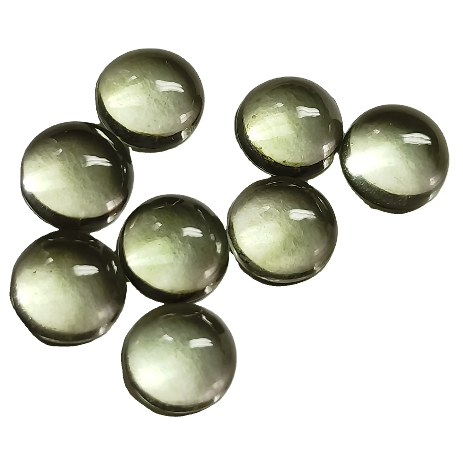 Amatista verde natural de 8mm de tamaño, piedras planas lisas de alto pulido naturales para joyería